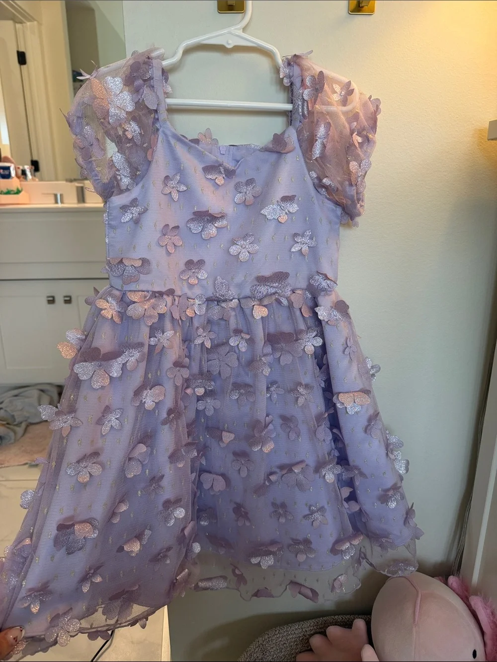 Rare Editions Lavender Floral Appliqué Party Dress